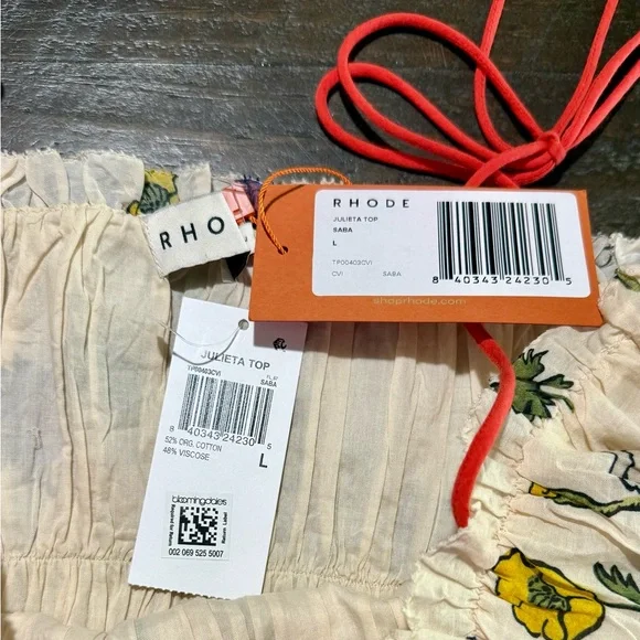 NWT Rhode Julieta Peplum Top in Saba Tie Straps Sz Large - Picture 14 of 14